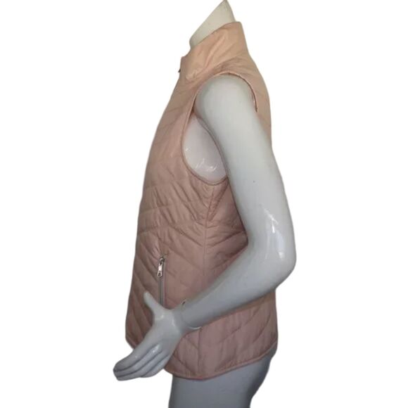 BLACK RIVET Puffer Vest, M, Pink, Zipper, Stand up collar, Pockets, Polyester - Picture 7 of 12